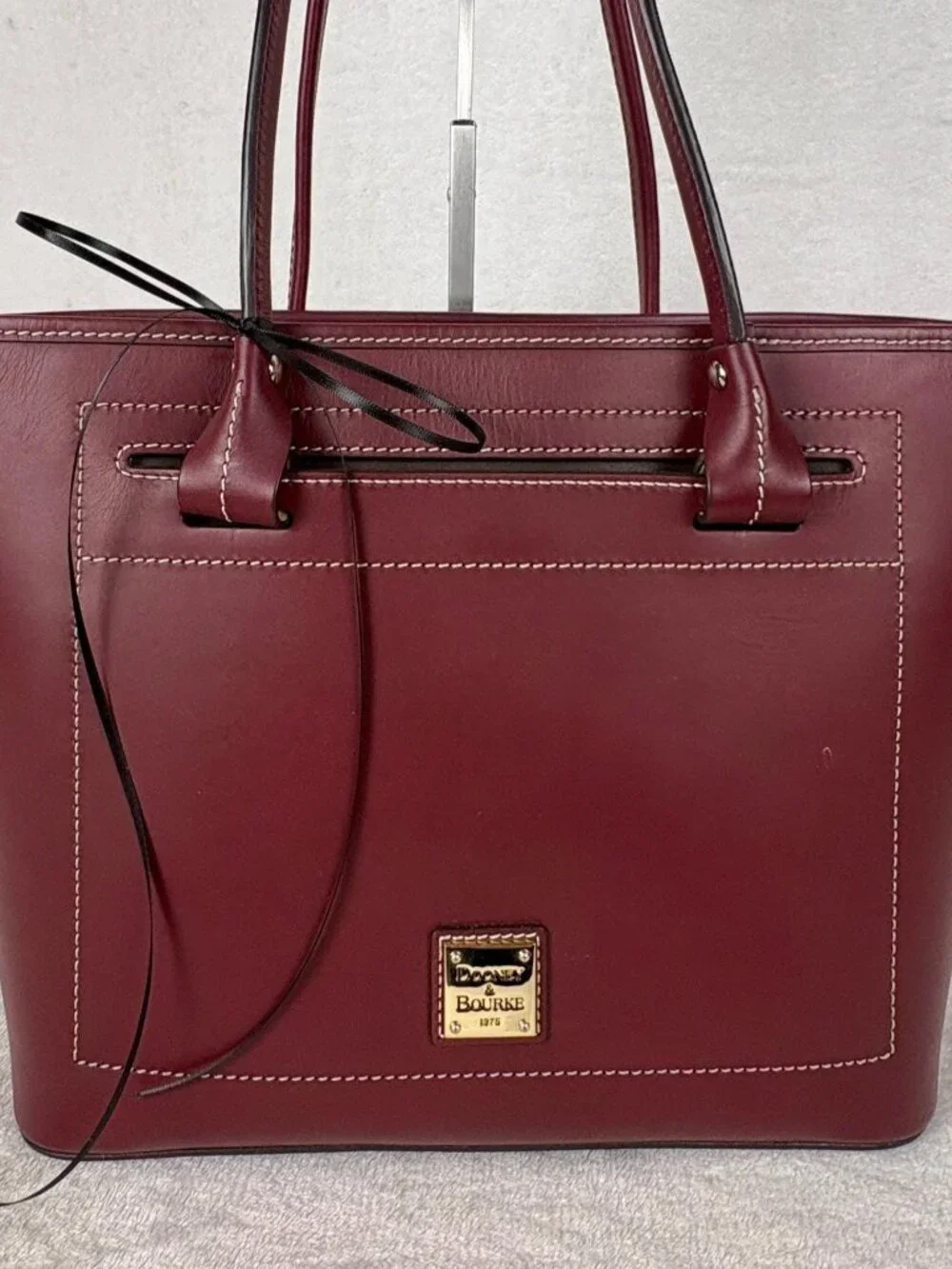Dooney & Bourke Beacon Collection Slip Tote in Matte Bordeaux Vacchetta Leather